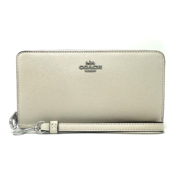Coach Long Zip Around Wallet in Chalk Glitter Leather CN393 - Picture 1 of 8